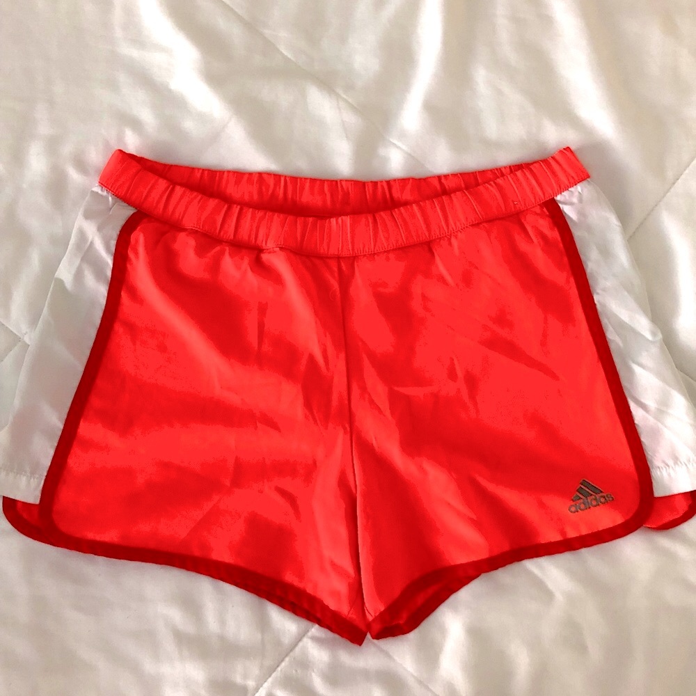 Neon pink and red Adidas climalite running shorts size S